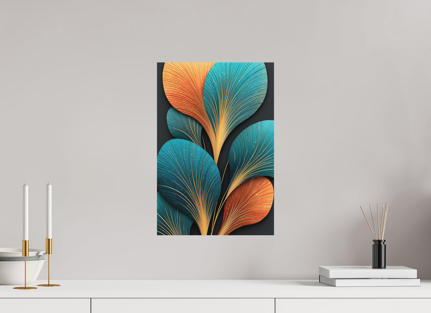 12 x 17.7″, Photo Print on Aluminum Backing Art Deco Flowers