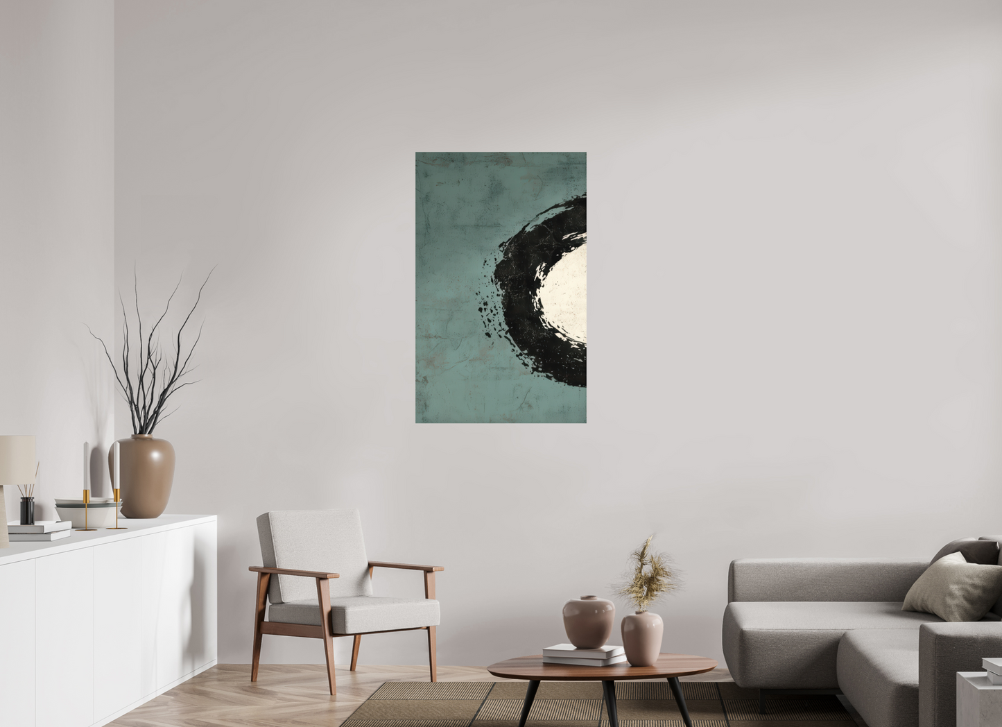 28 x 44.4″, Photo Print on Aluminum Backing Abstract Paint Brush Circle Left