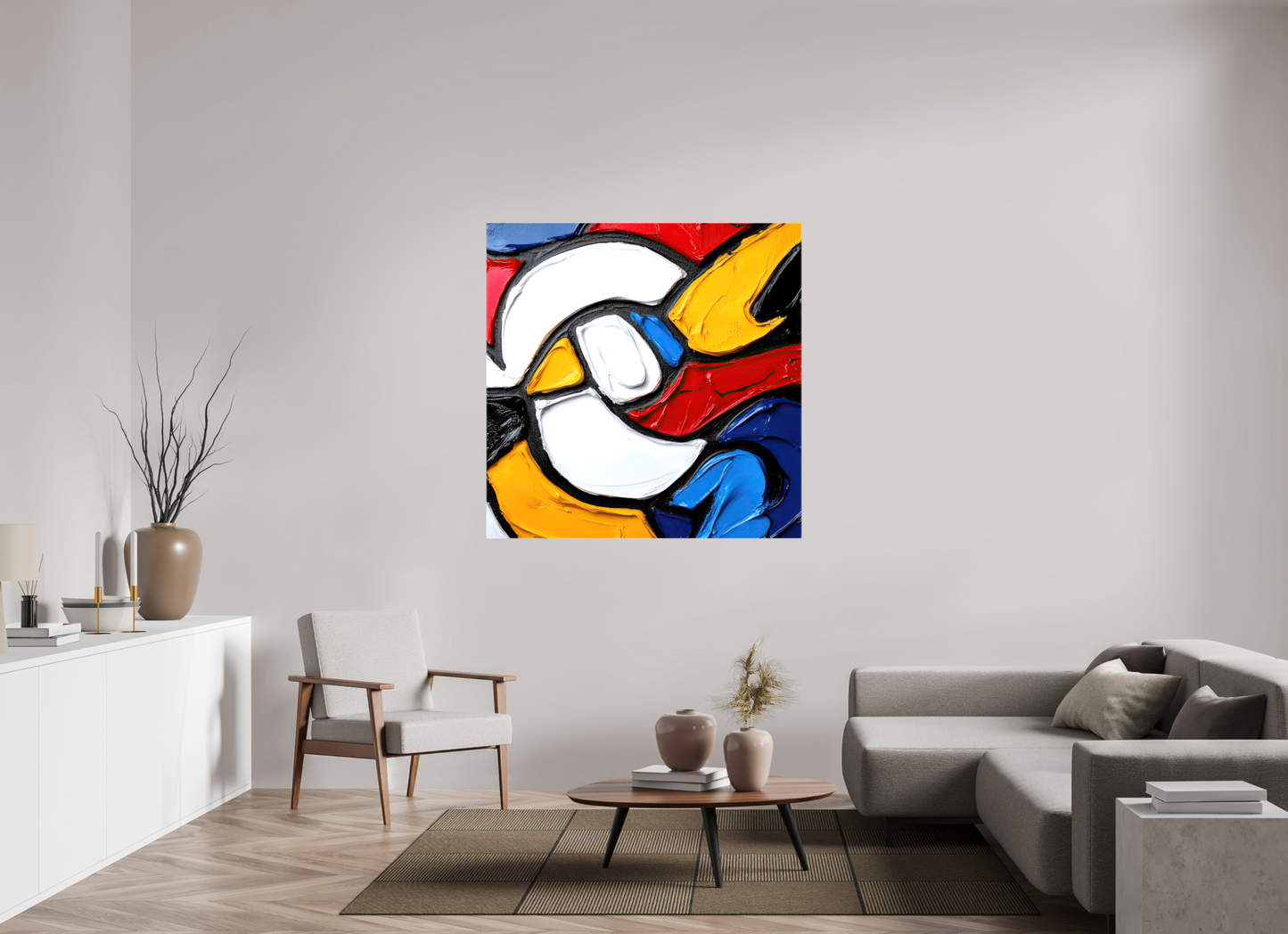 50 x 50″, Glossy Canvas Abstract Paint Bird