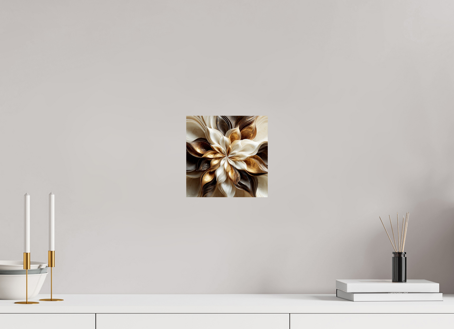 8 x 8″, Fine Art Print On Aluminum Dibond Coffee Marble Flower