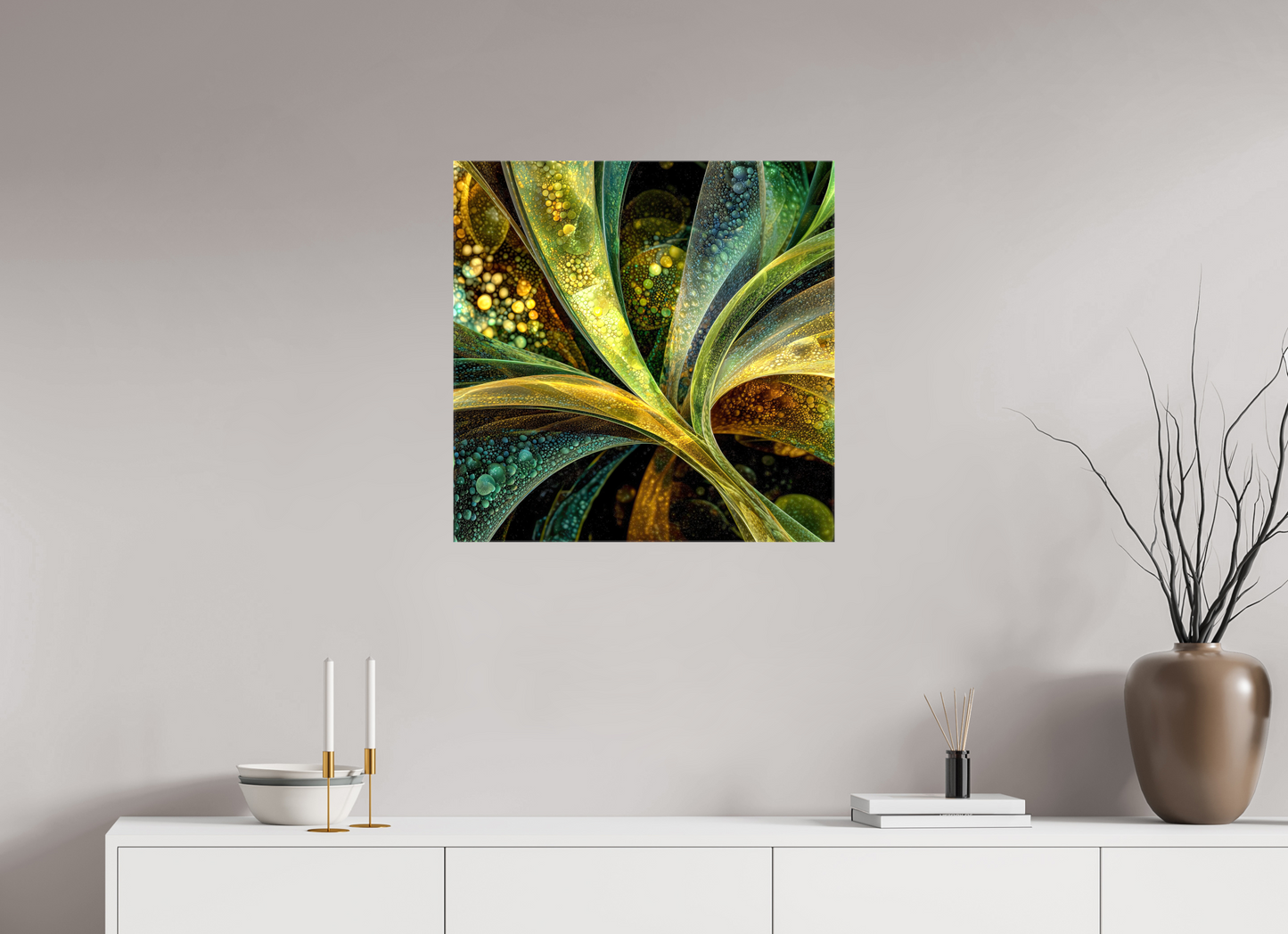 25 x 25″, Glossy Canvas Algae