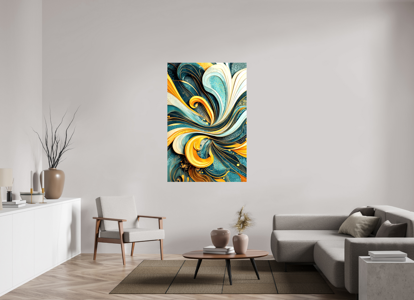39 x 58.9″, Glossy Canvas Abstract Swirl