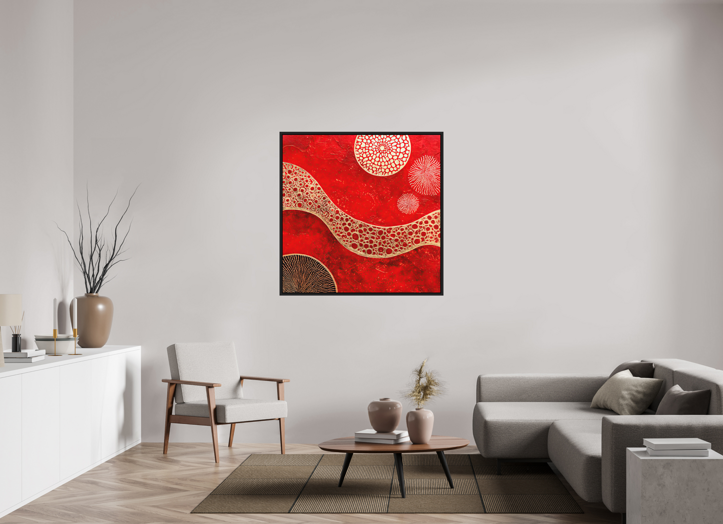 45 x 45″, Photo Print on Aluminum Backing with boarder Blood Cells