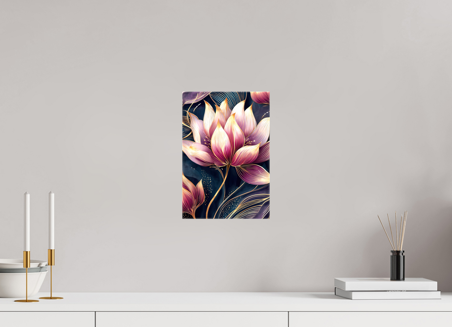 8 x 11.8″, Glossy Canvas Art Deco Purple Lotus