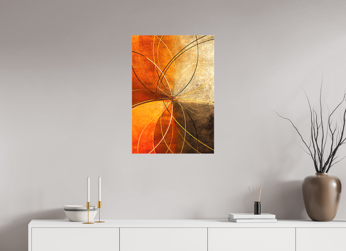 20 x 28.9″, Glossy Canvas Abstract Rust Circles