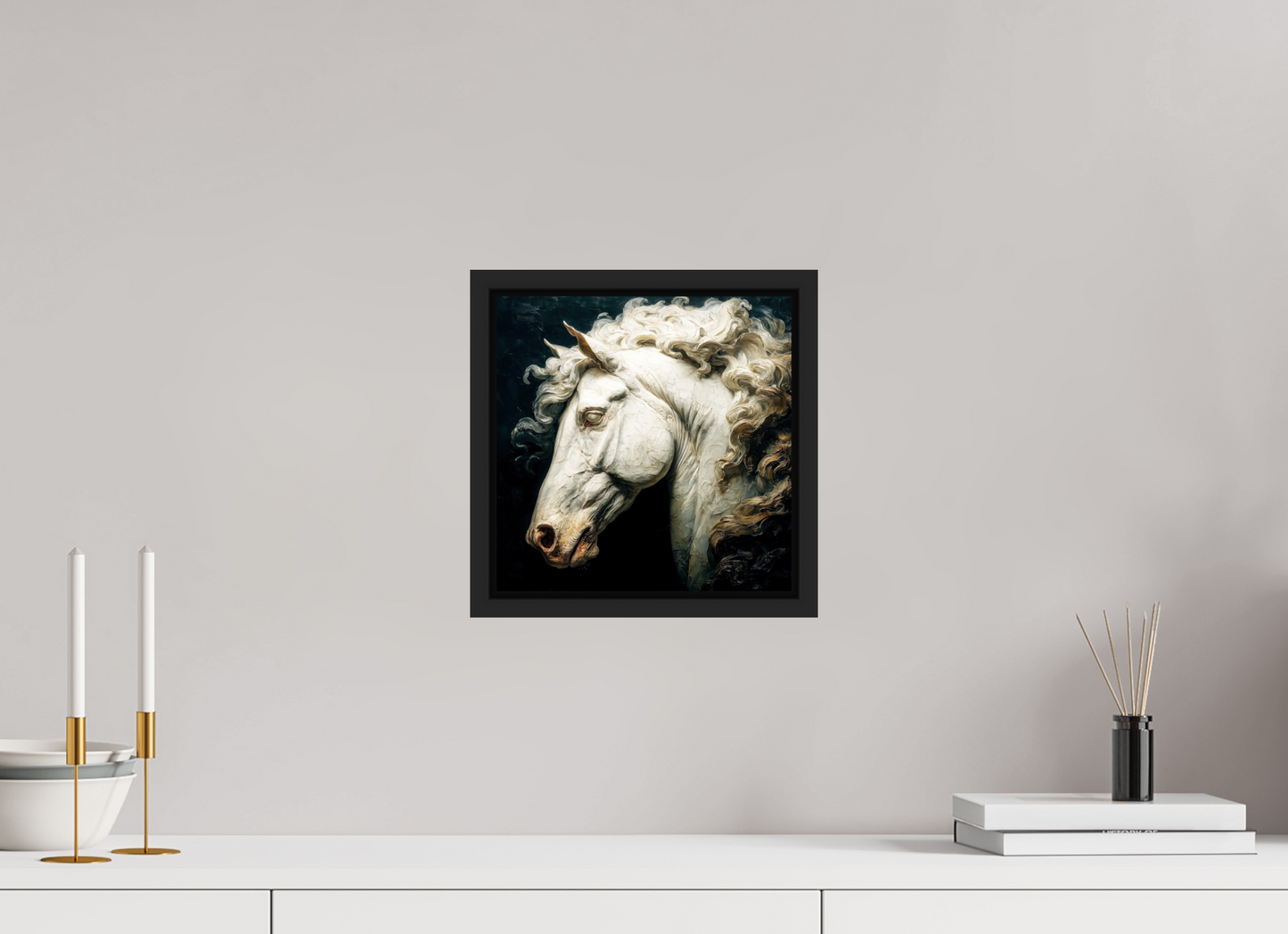 10 x 10″, Fine Art Print on Aluminum Dibond with Boarder Pale Horse