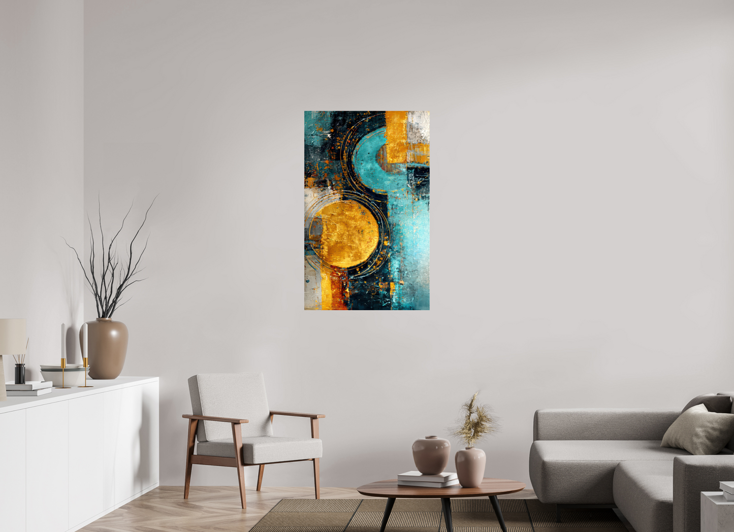28 x 44.5″, Fine Art Print On Aluminum Dibond Abstract Gold Paint 2