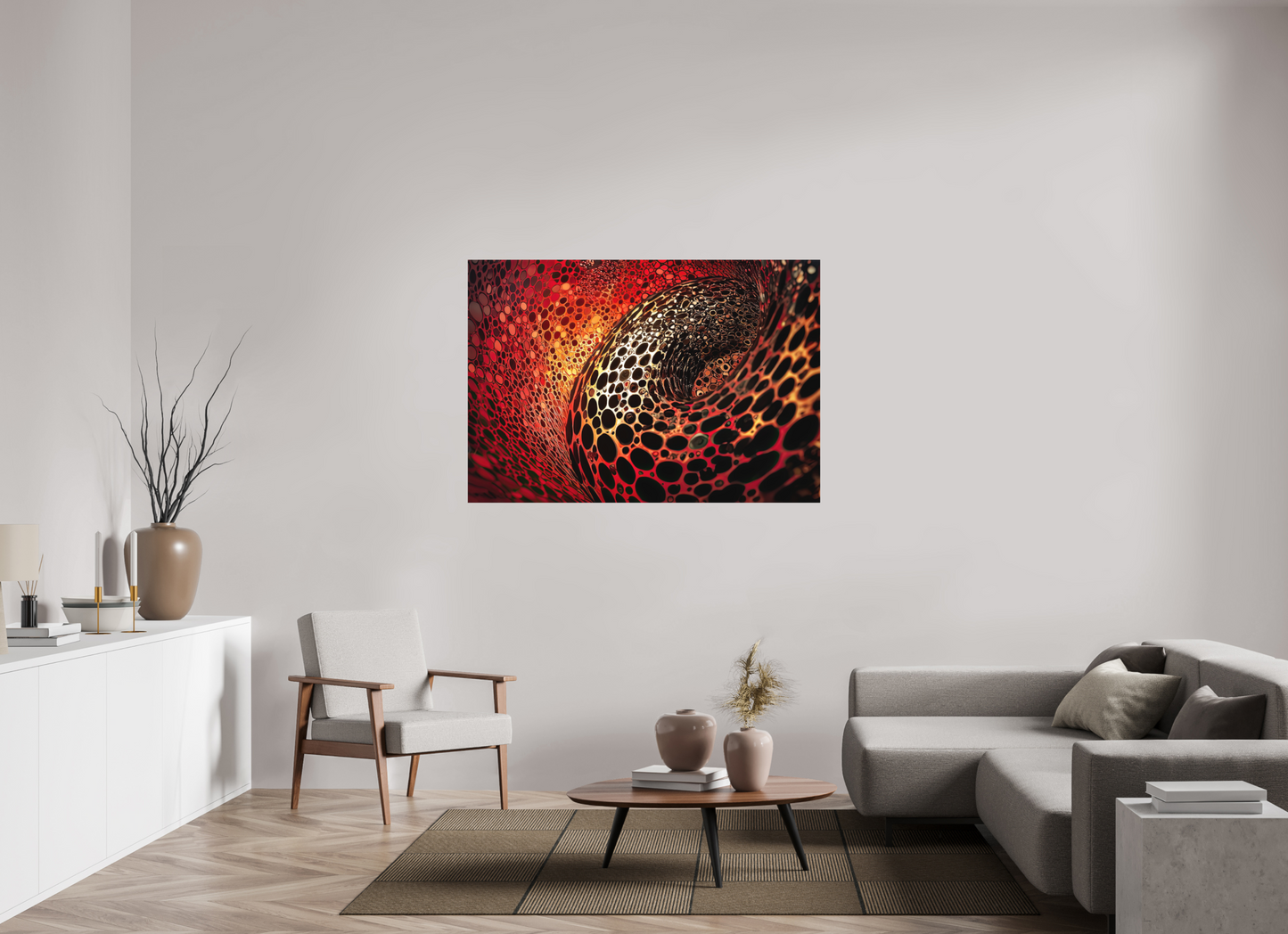 56.6 x 39″, Photo Print on Aluminum Backing Red Leopard