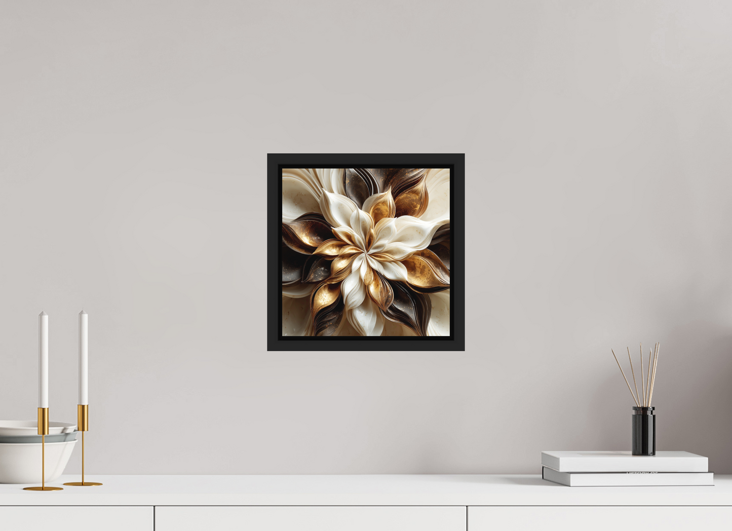10 x 10″, Photo Print on Aluminum Backing with boarder Coffee Marble Flower