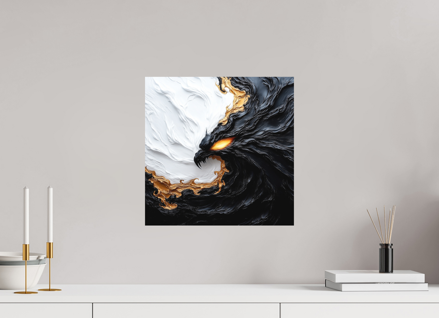 15 x 15″, Photo Print on Aluminum Backing Yin Yang Bird