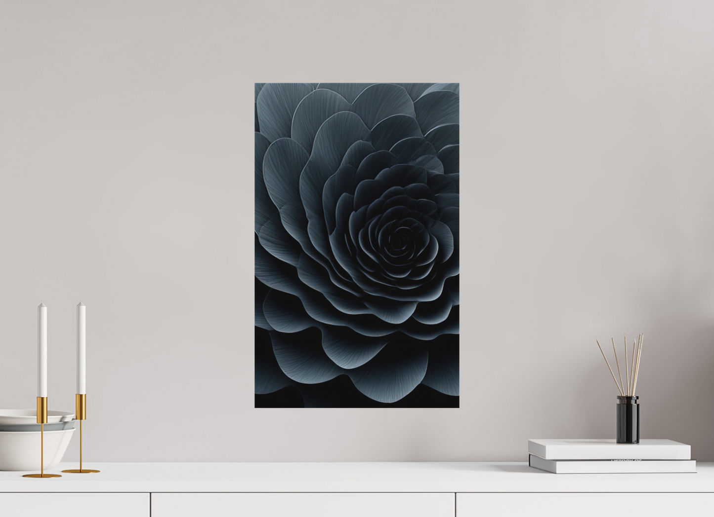 12 x 19.3″, Textile on Canvas Dark Flower