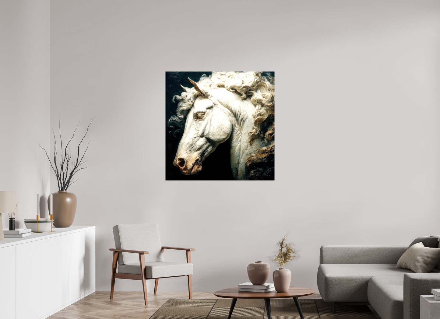 40 x 40″, Glossy Canvas Pale Horse