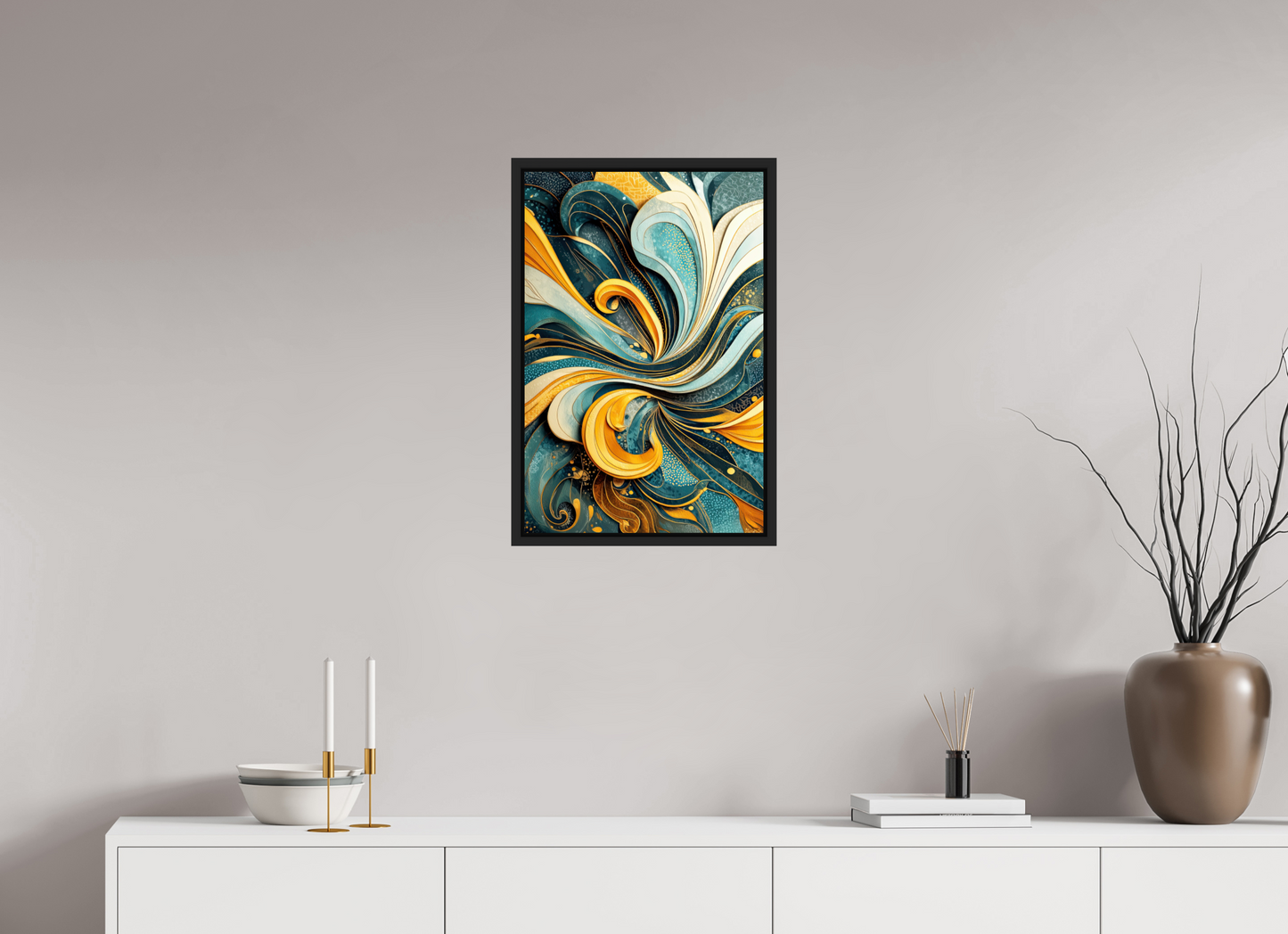 16 x 24.2″, Fine Art Print on Aluminum Dibond with Boarder Abstract Swirl