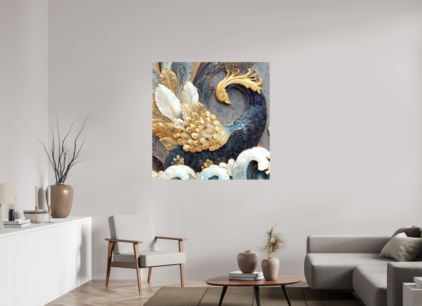 45 x 45″, Glossy Canvas Swan 2