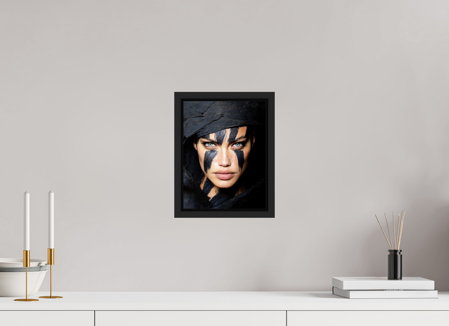 8 x 10.4″, Fine Art Print on Aluminum Dibond with Boarder Charcoal Woman