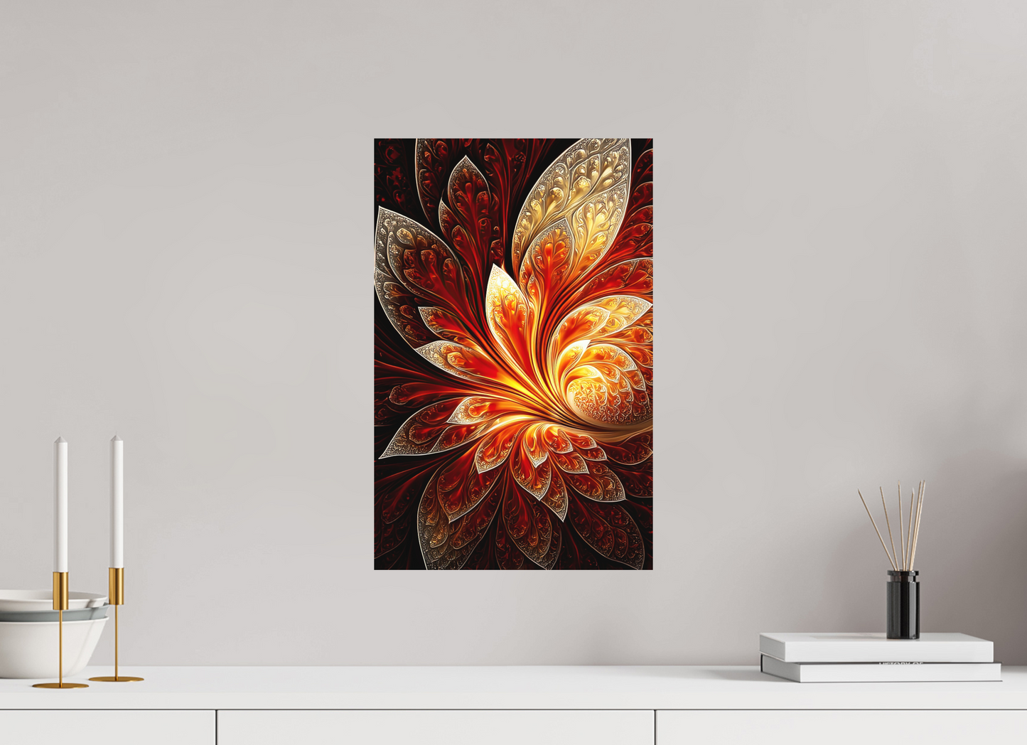 12 x 18.6″, Photo Print on Aluminum Backing Abstract Fire Flower