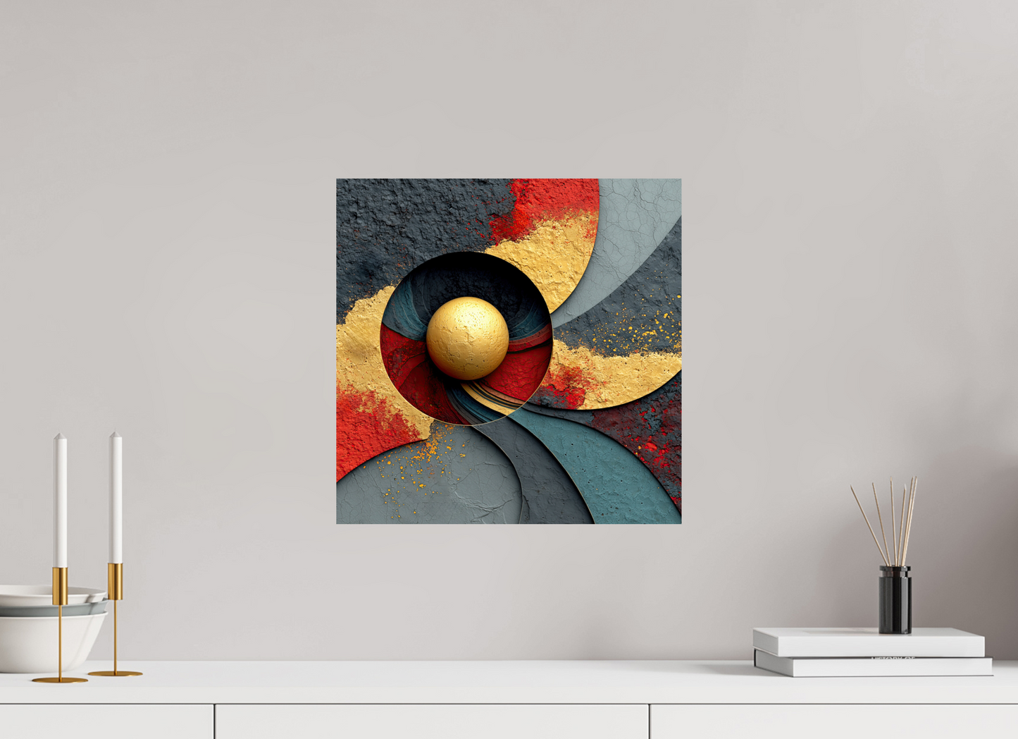 15 x 15″, Fine Art Print On Aluminum Dibond Gold Ball