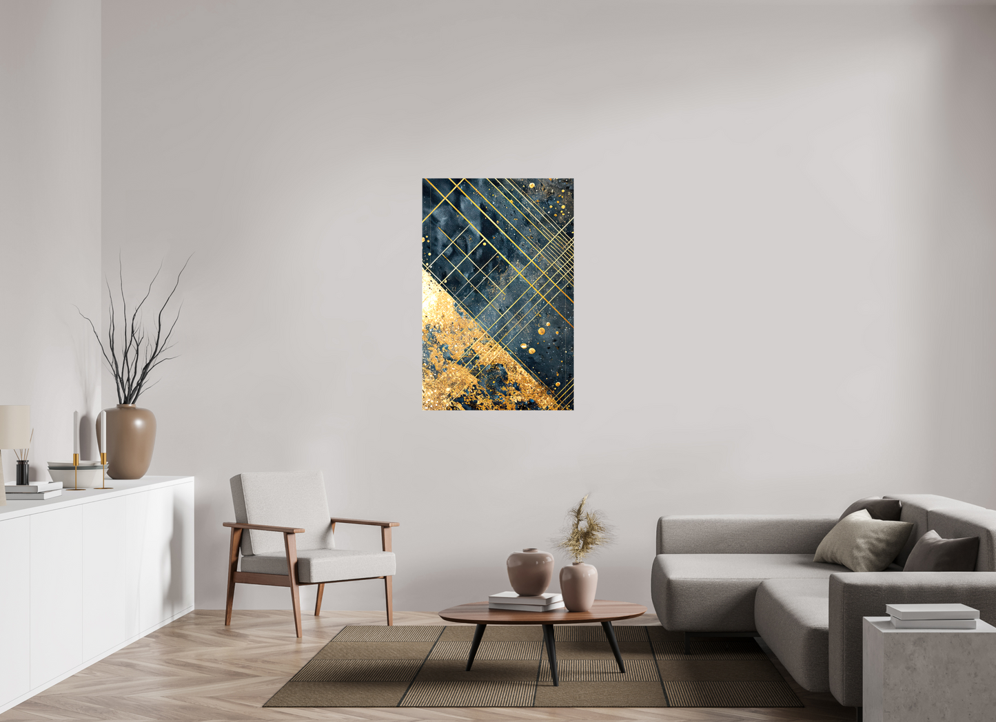31 x 47.6″, Glossy Canvas Art Deco Gold Lines