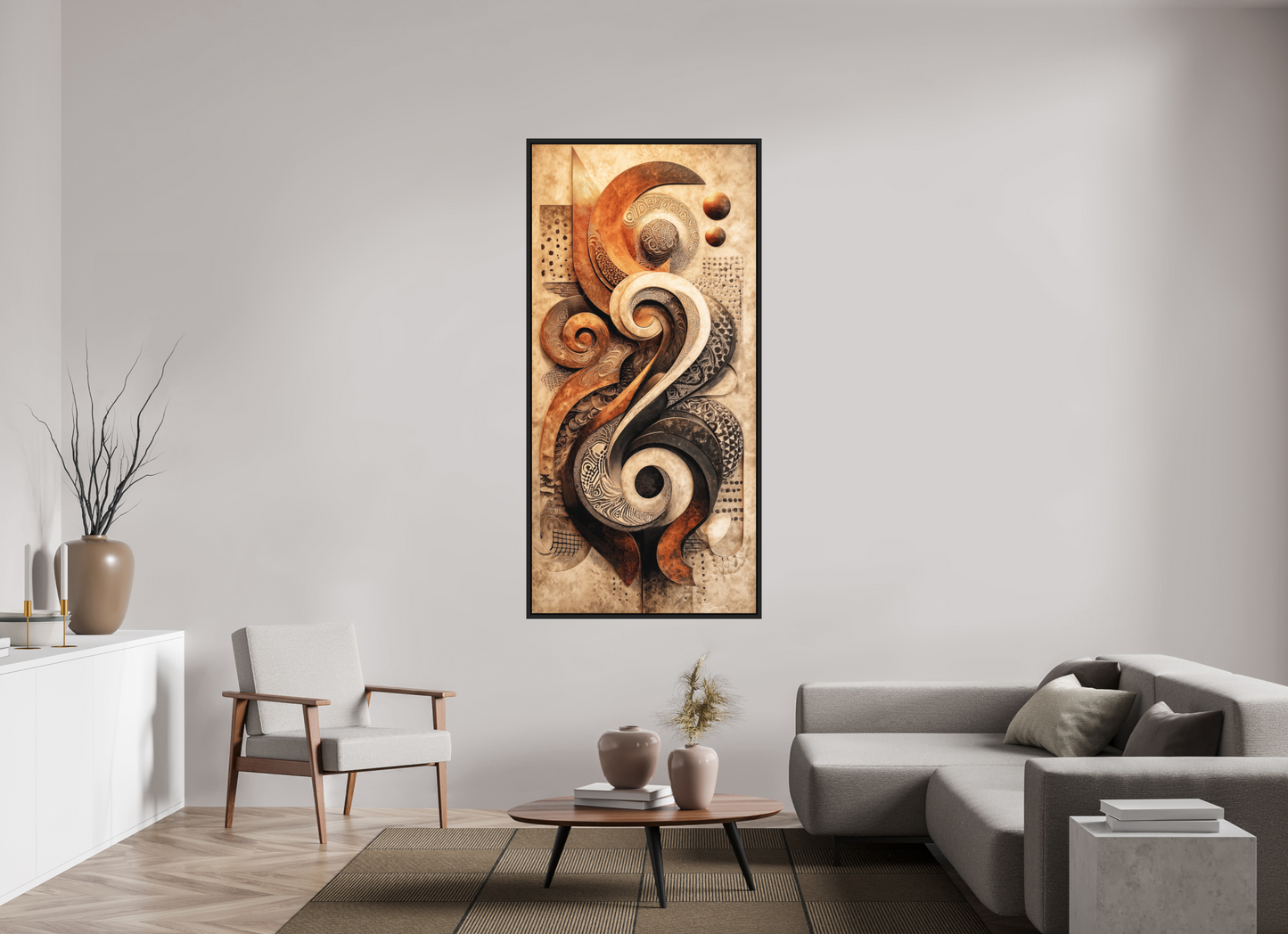 35 x 73.2″, Photo Print on Aluminum Backing with boarder Abstract Shapes 2