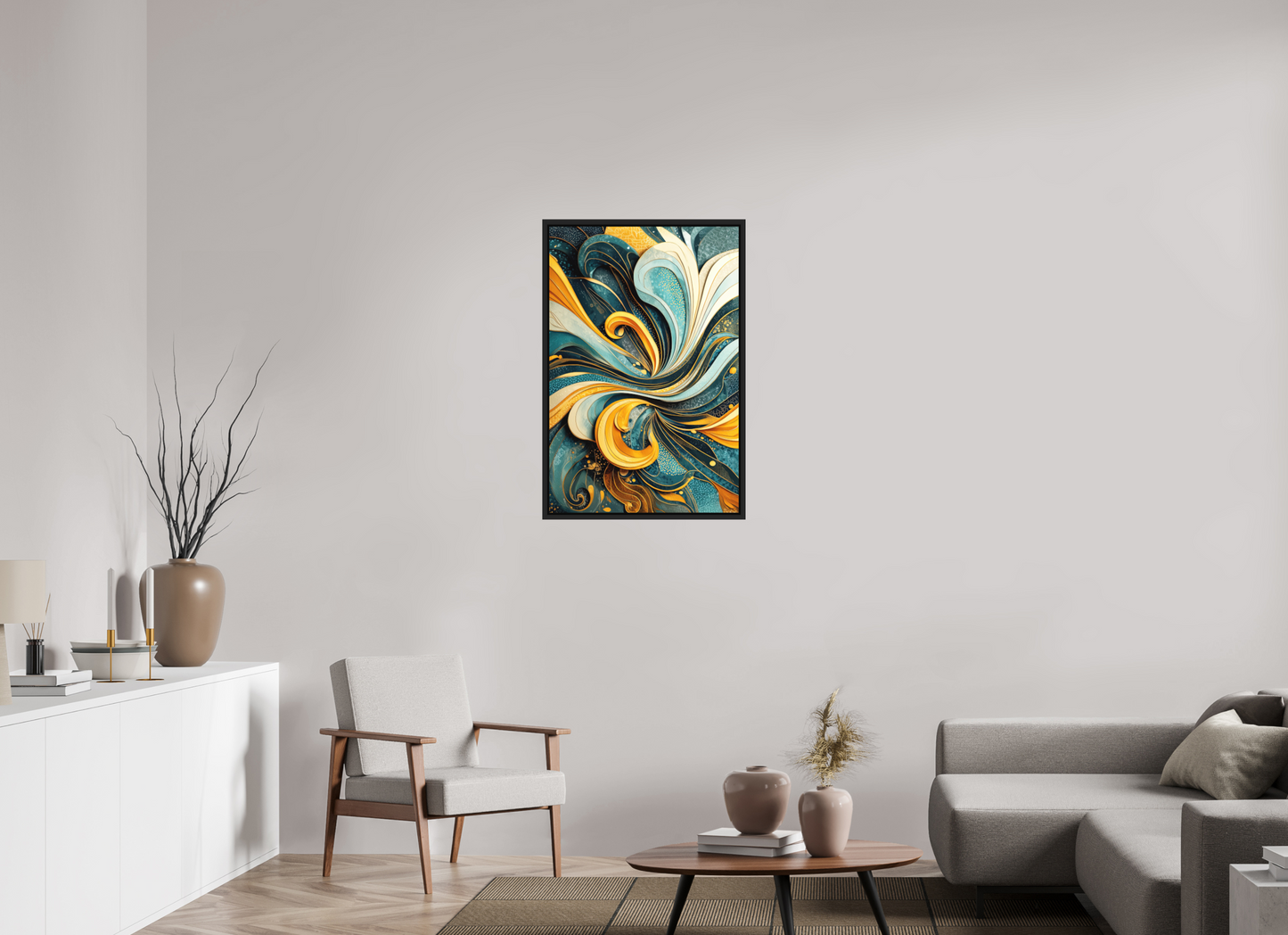 24 x 36.3″, Photo Print on Aluminum Backing with boarder Abstract Swirl