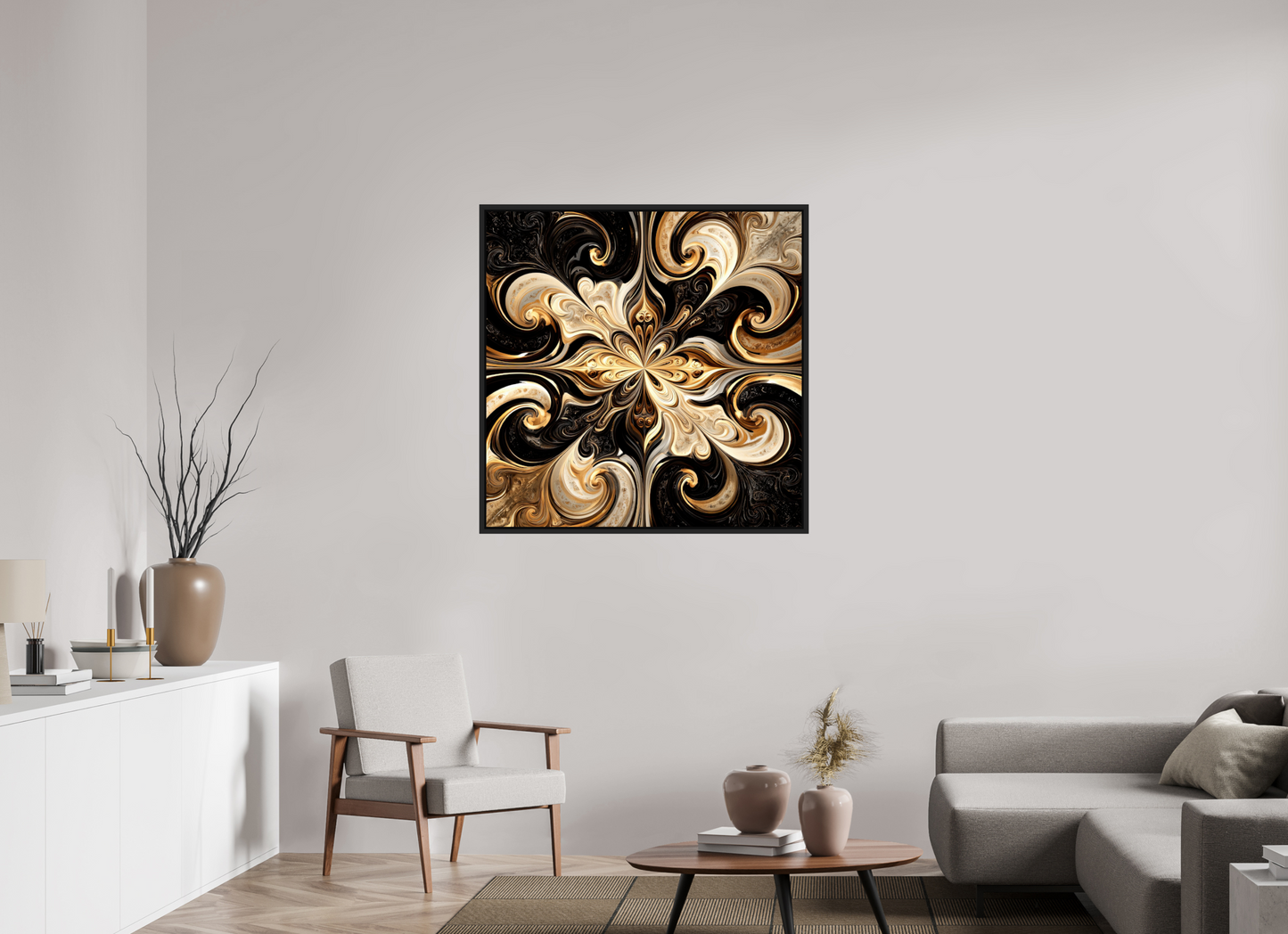40 x 40″, Fine Art Print on Aluminum Dibond with Boarder Coffee & Cream