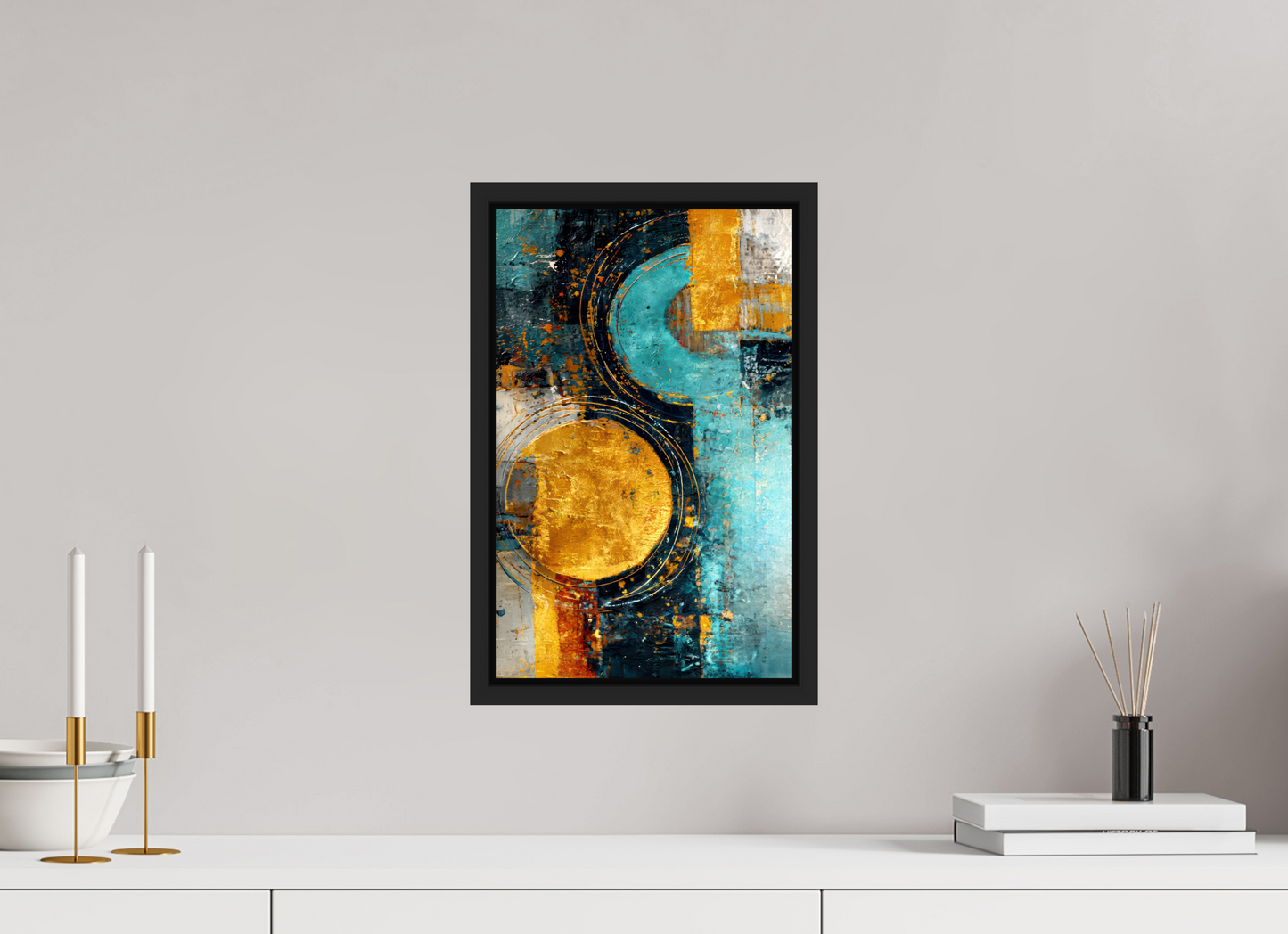 10 x 15.9″, Fine Art Print on Aluminum Dibond with Boarder Abstract Gold Paint 2