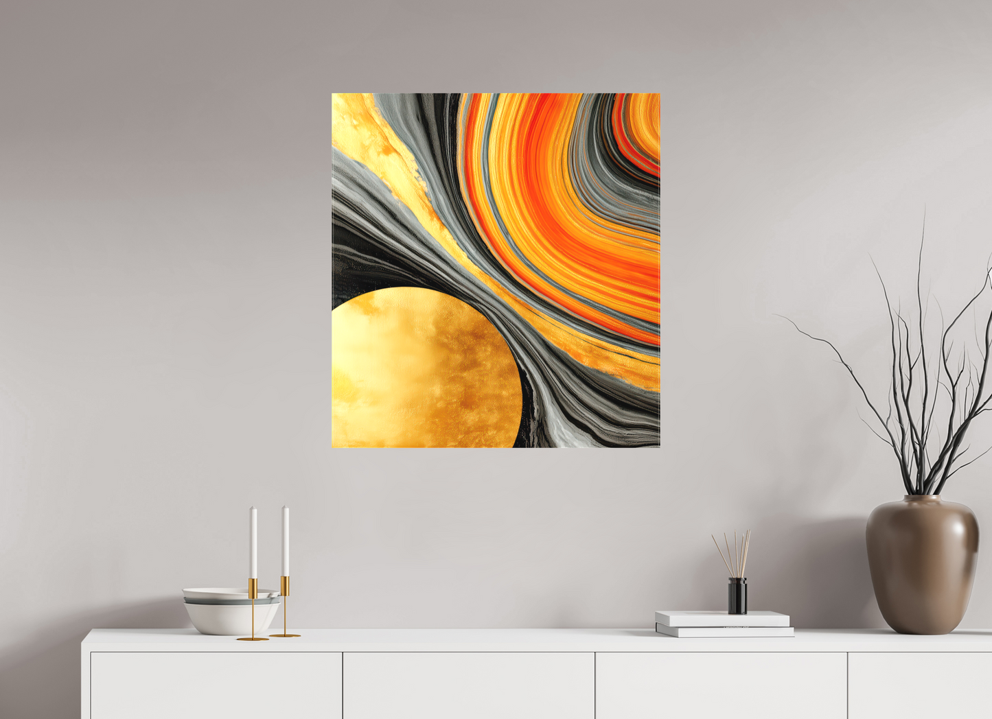 28 x 30.3″, Textile on Canvas Abstract Gold Geode