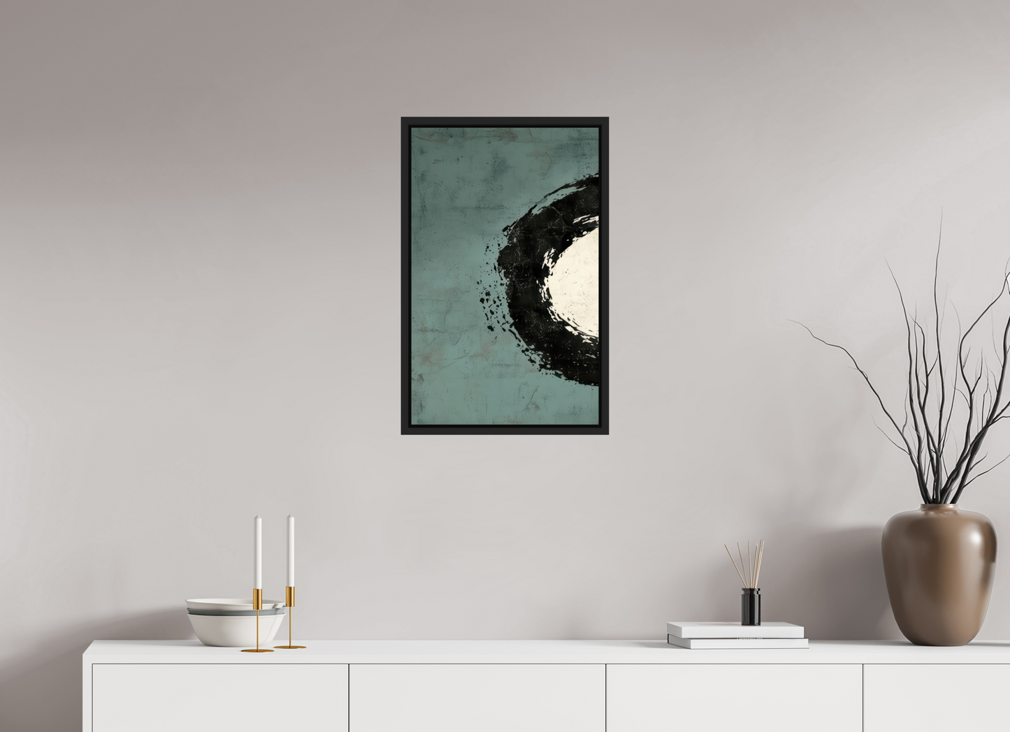 16 x 25.4″, Fine Art Print on Aluminum Dibond with Boarder Abstract Paint Brush Circle Left