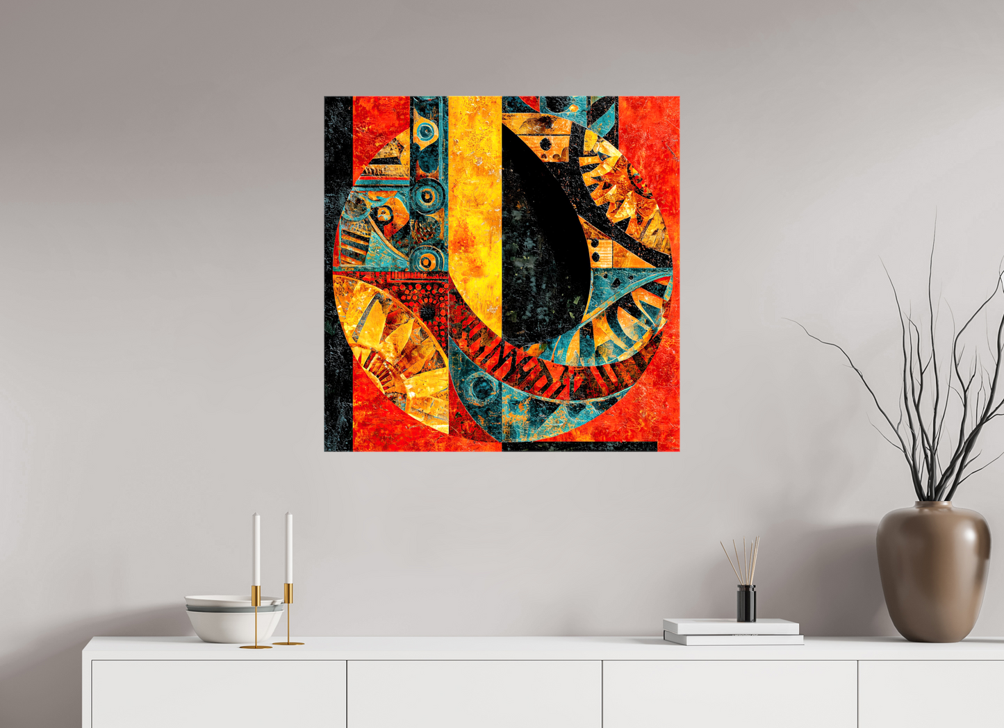 30 x 30″, Glossy Canvas Tribal Circle 1