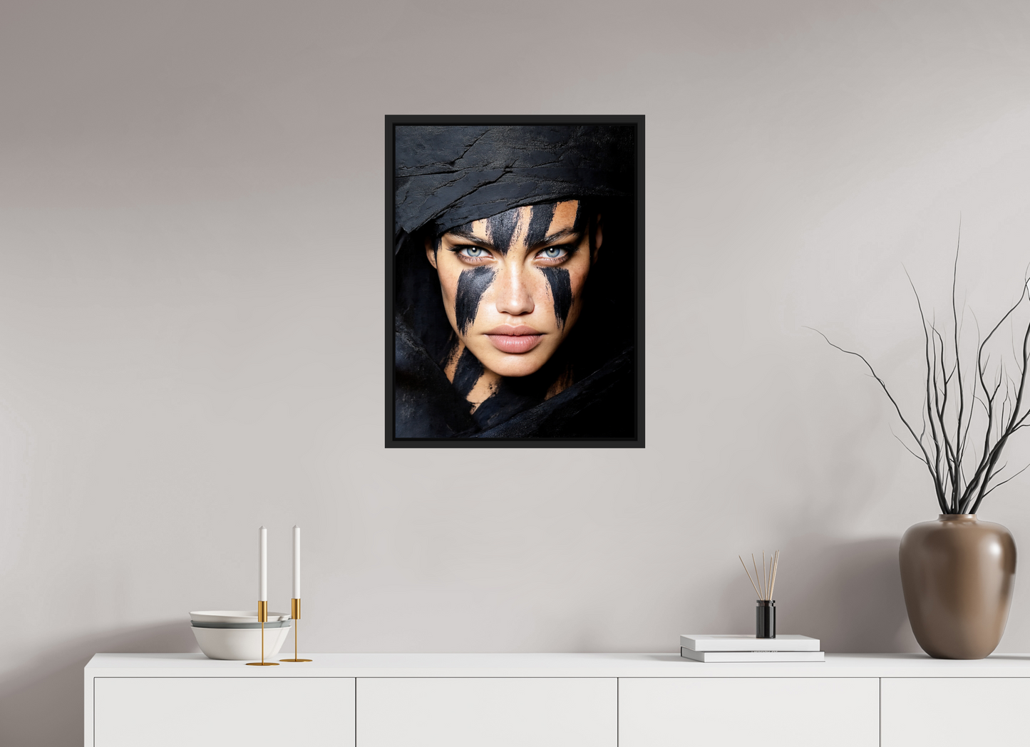 20 x 26.1″, Fine Art Print on Aluminum Dibond with Boarder Charcoal Woman