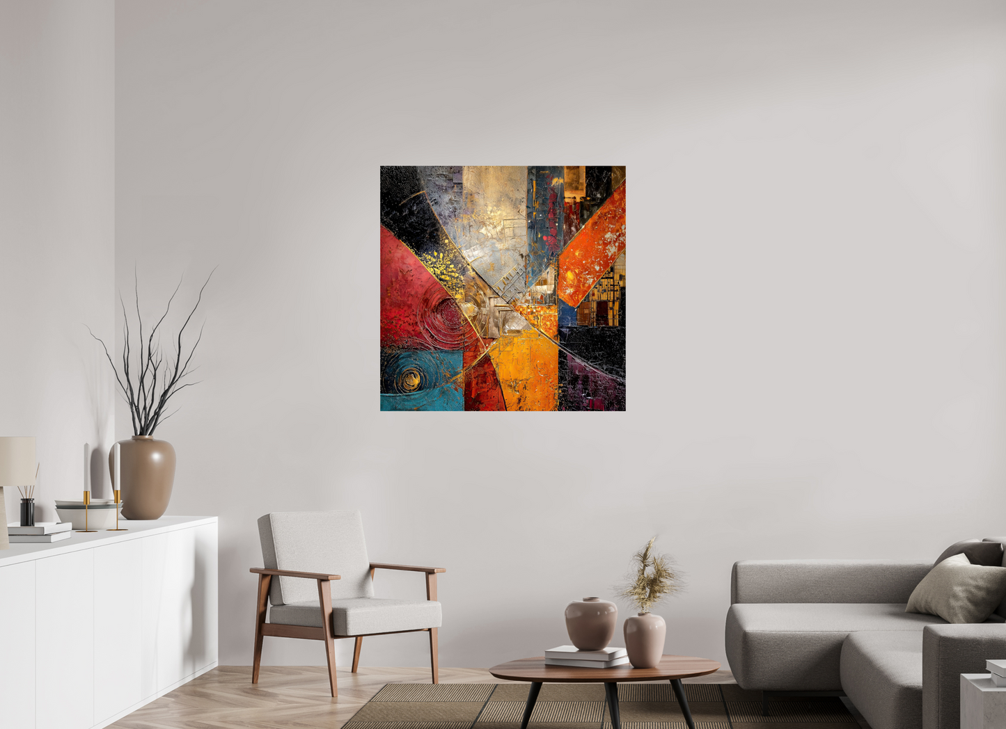 40 x 40″, Fine Art Print On Aluminum Dibond Abstract Cracked Paint