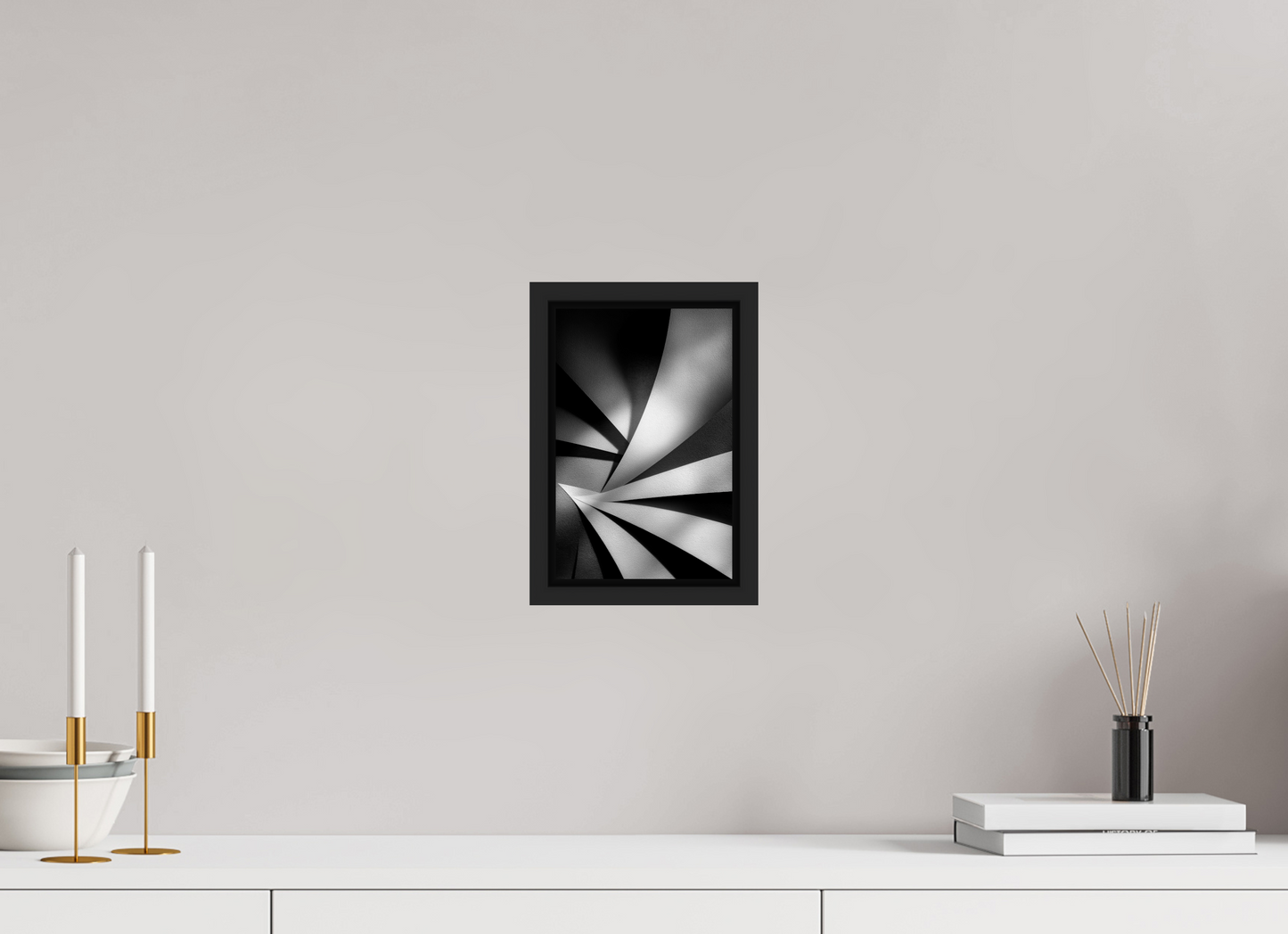 6 x 9.2″, Fine Art Print on Aluminum Dibond with Boarder Abstract B&W 2