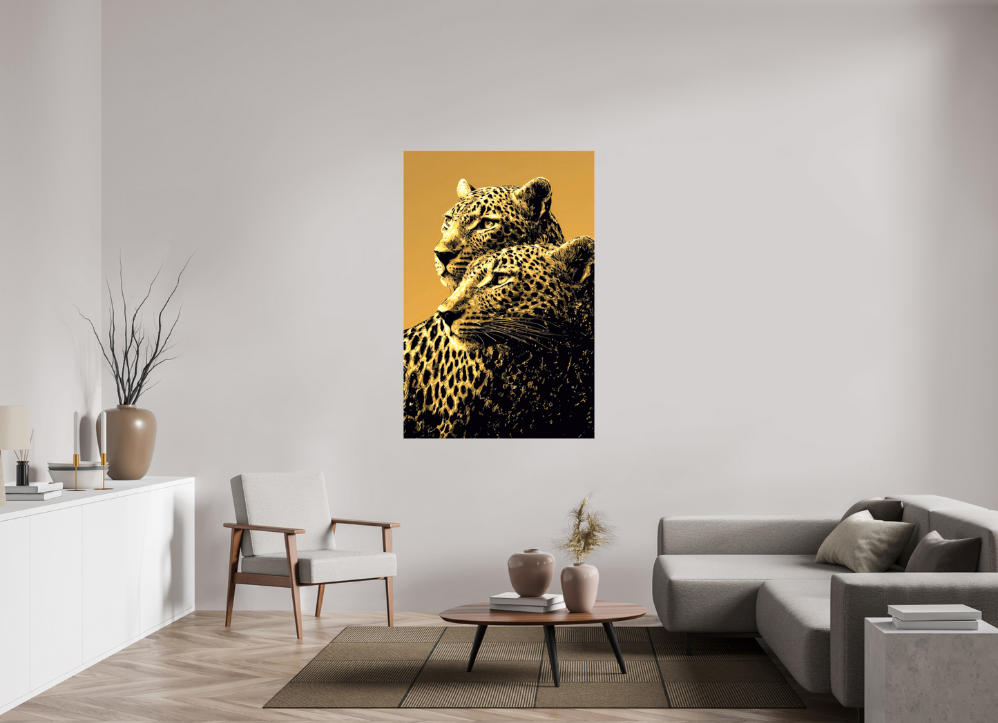39 x 59″, Glossy Canvas Desert Cheetahs