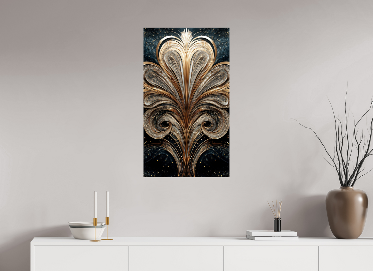 20 x 34.7″, Fine Art Print On Aluminum Dibond Art Deco Abstract Flower 2