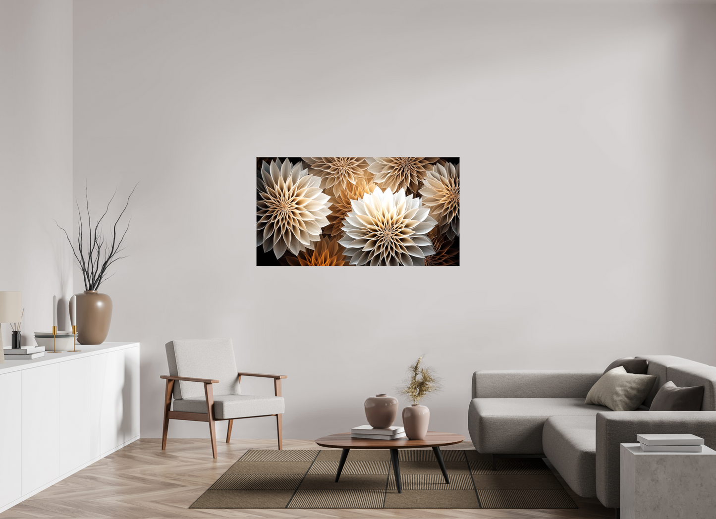 58.1 x 31″, Glossy Canvas Pollen Flowers