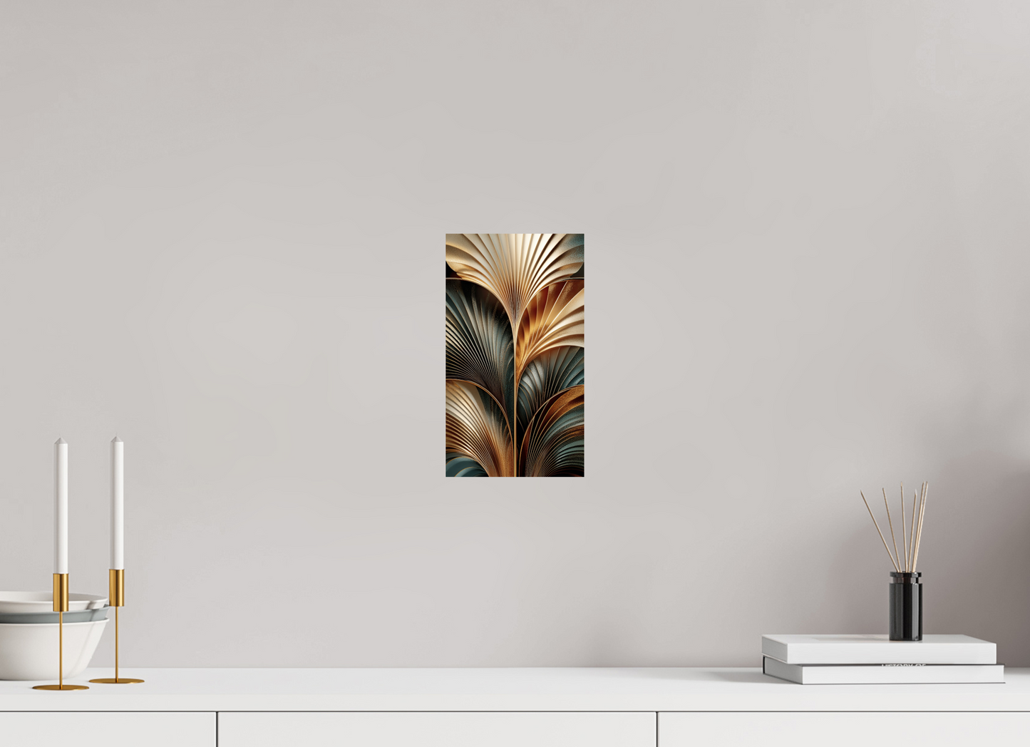 6 x 10.5″, Fine Art Print On Aluminum Dibond Art Deco Leaves 3