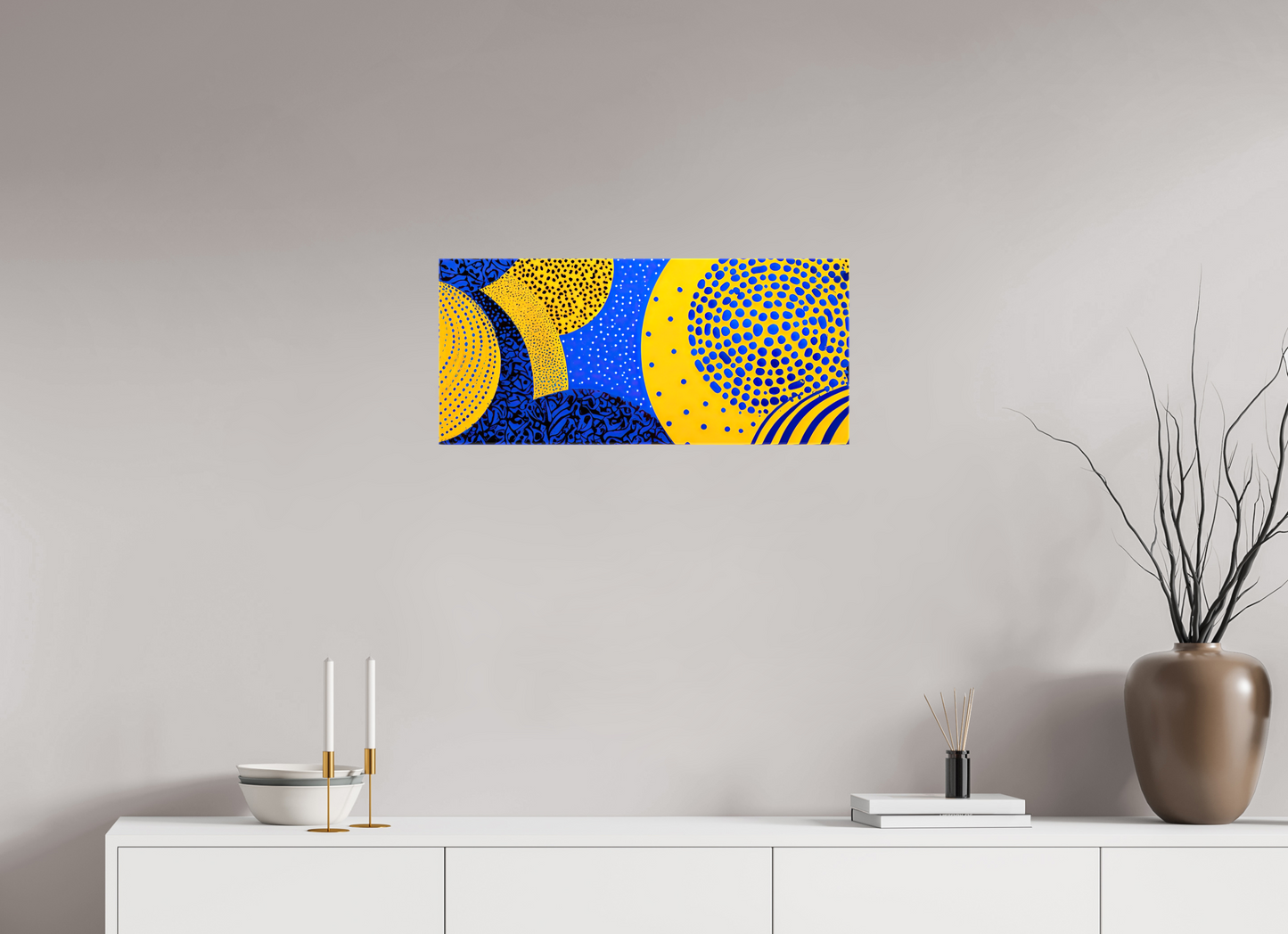 26.9 x 12″, Glossy Canvas Yellow & Blue 2