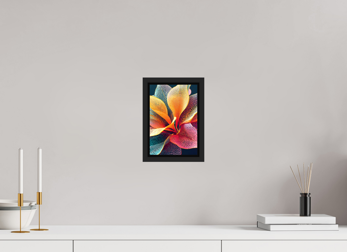 6 x 8.8″, Fine Art Print on Aluminum Dibond with Boarder Colorful Flower