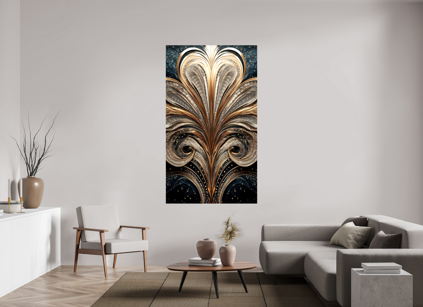 43 x 74.7″, Glossy Canvas Art Deco Abstract Flower 2