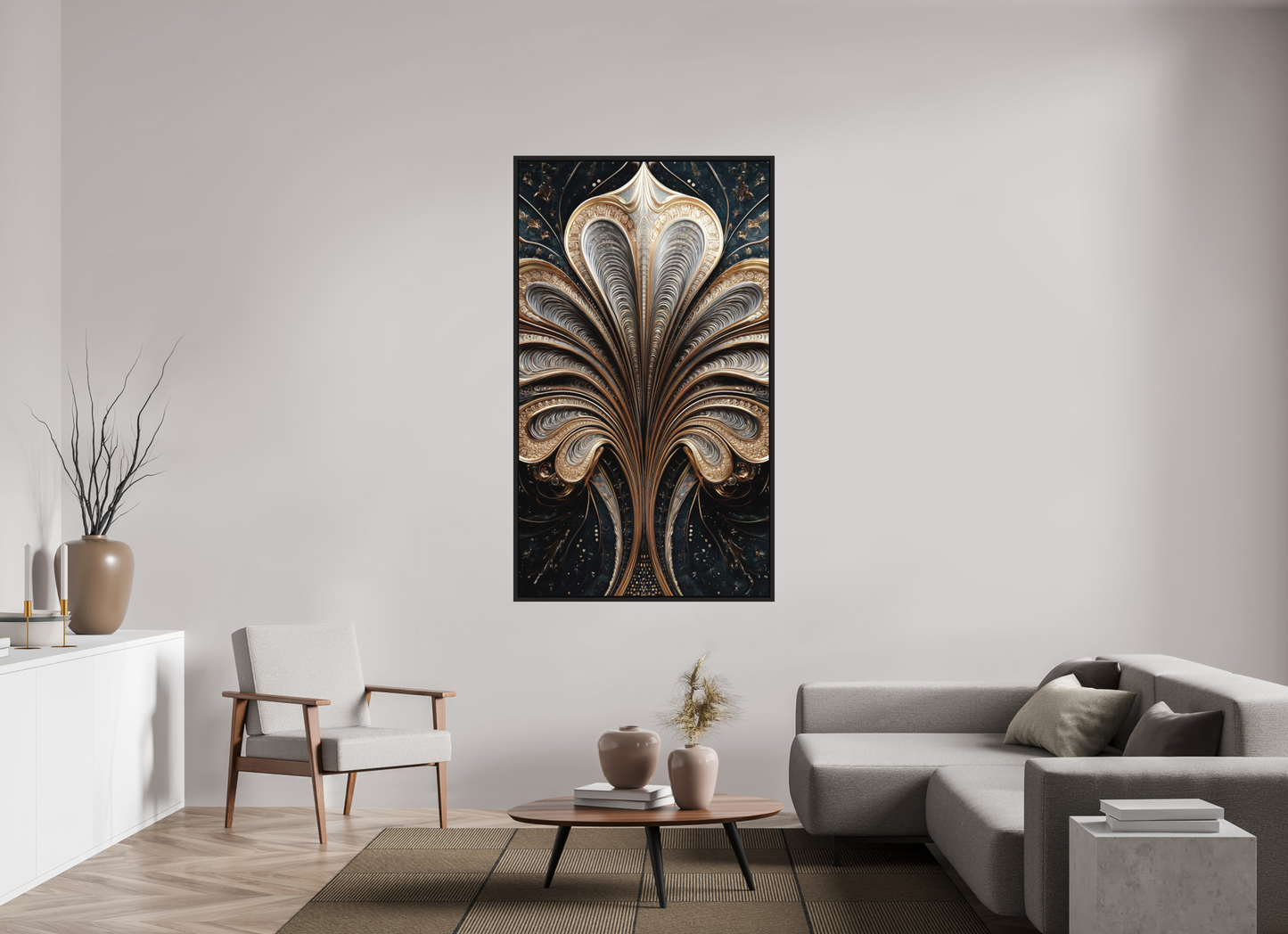 39 x 67.8″, Photo Print on Aluminum Backing with boarder Art Deco Abstract Flower 3
