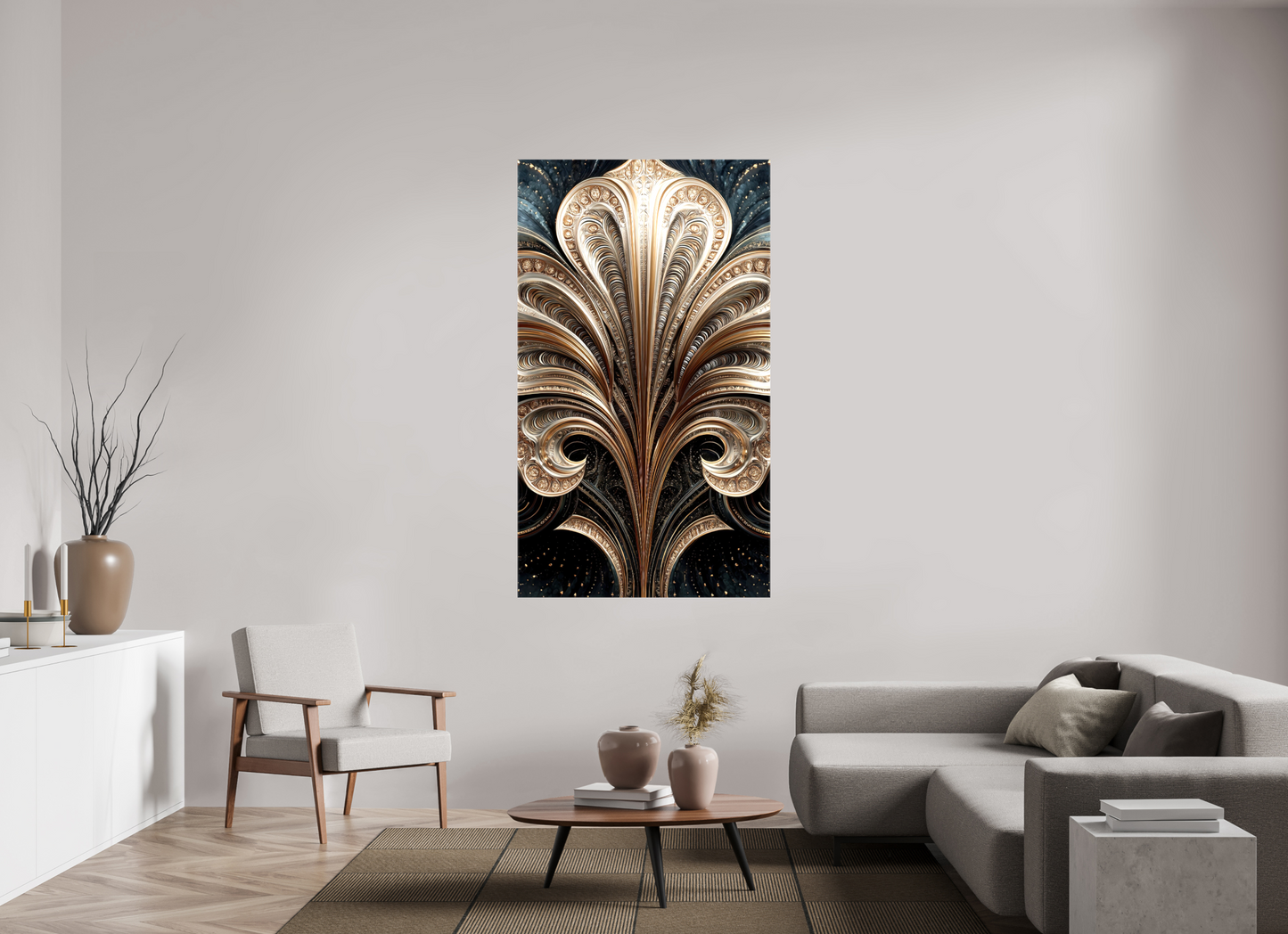 39 x 67.9″, Glossy Canvas Art Deco Abstract Flower 1