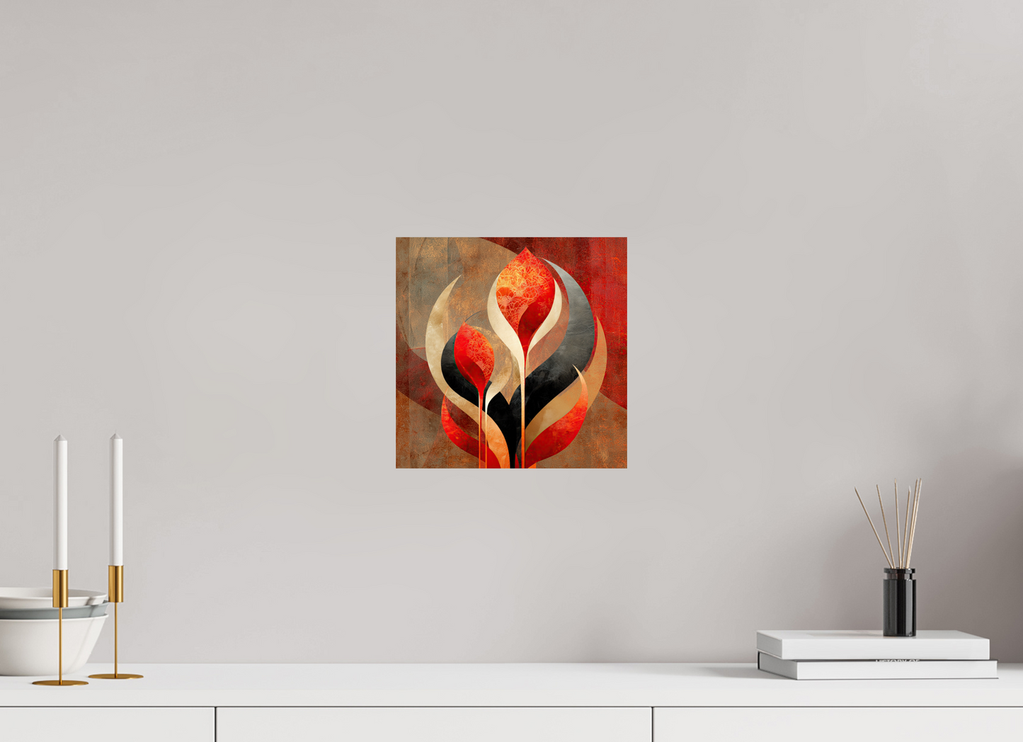 10 x 10″, Fine Art Print On Aluminum Dibond Abstract Flowers 1