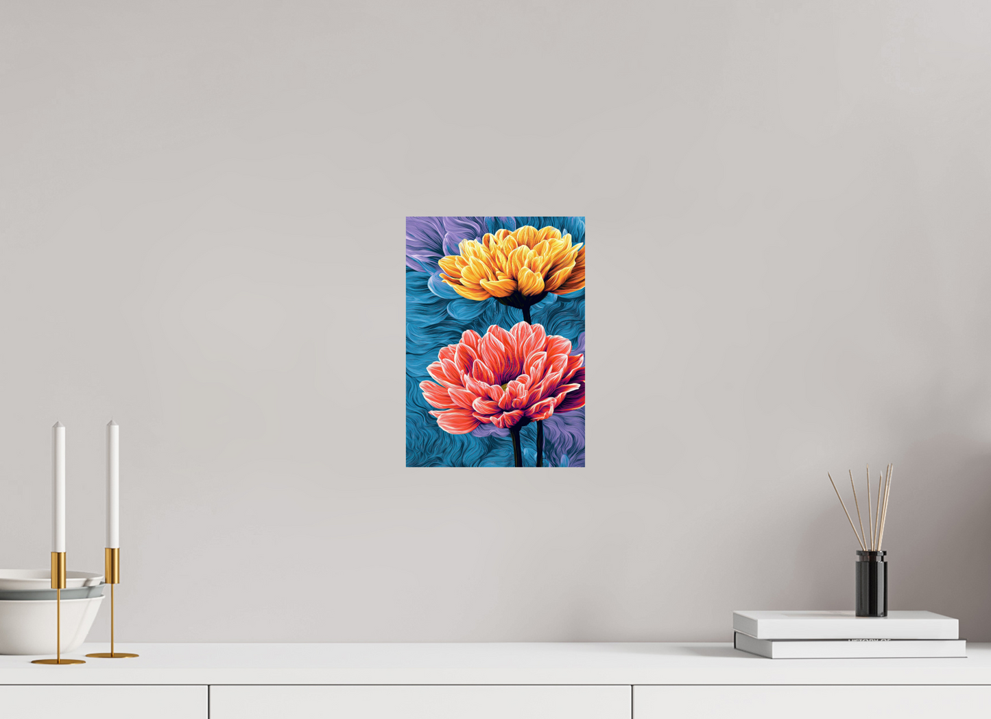 8 x 11.2″, Fine Art Print On Aluminum Dibond Warm Flowers