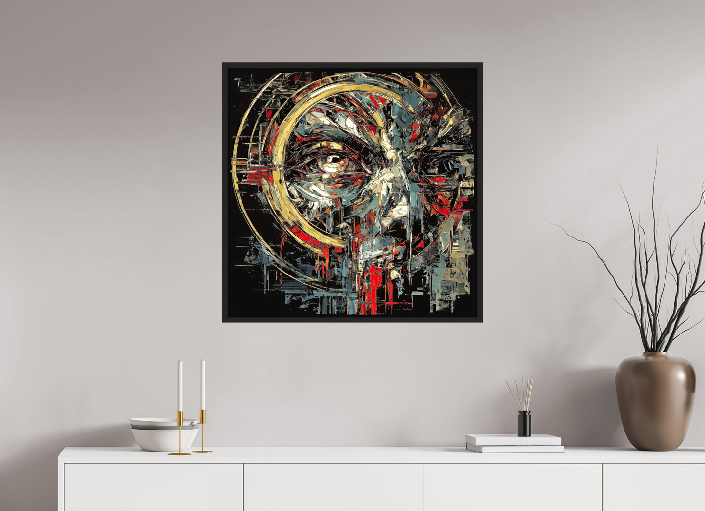 30 x 30″, Fine Art Print on Aluminum Dibond with Boarder Abstract Male Eye