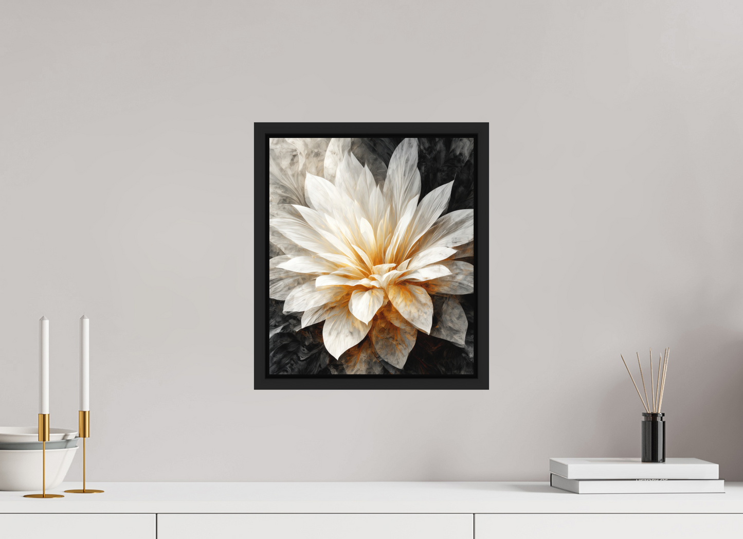 12 x 13.9″, Photo Print on Aluminum Backing with boarder White & Gold Flower 2