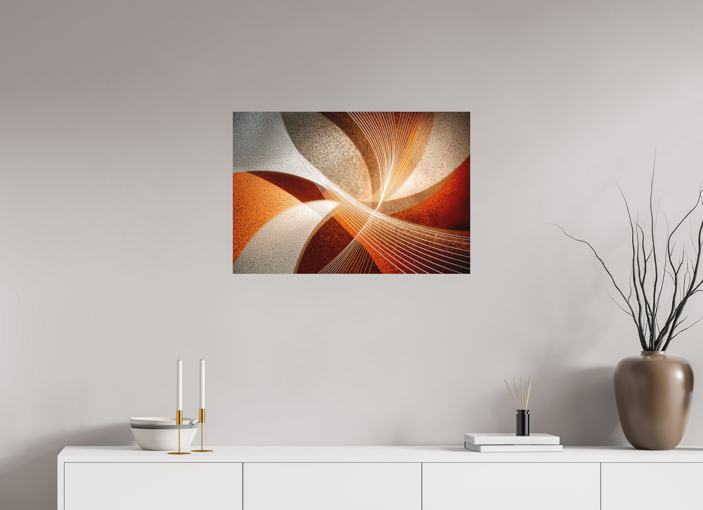 29.3 x 20″, Photo Print on Aluminum Backing Orange & White Swirl