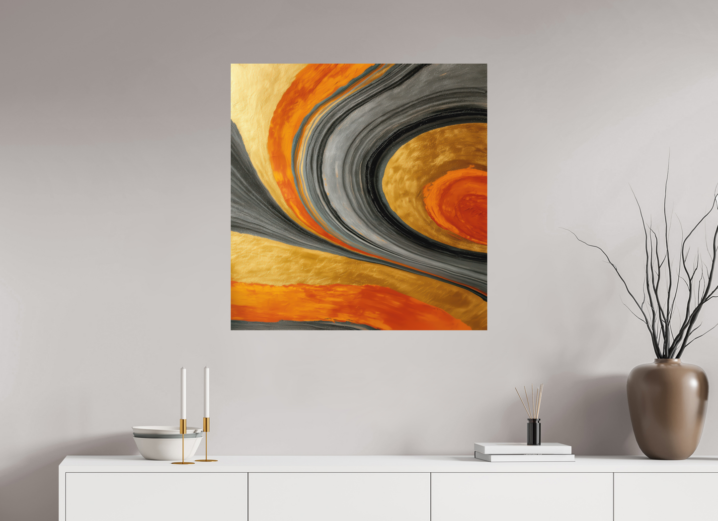 31 x 32.2″, Photo Print on Aluminum Backing Abstract Gold Geode 2