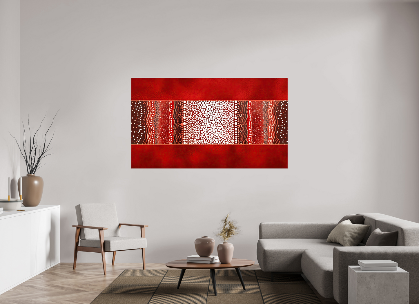 74.5 x 43″, Glossy Canvas Red Layers 1