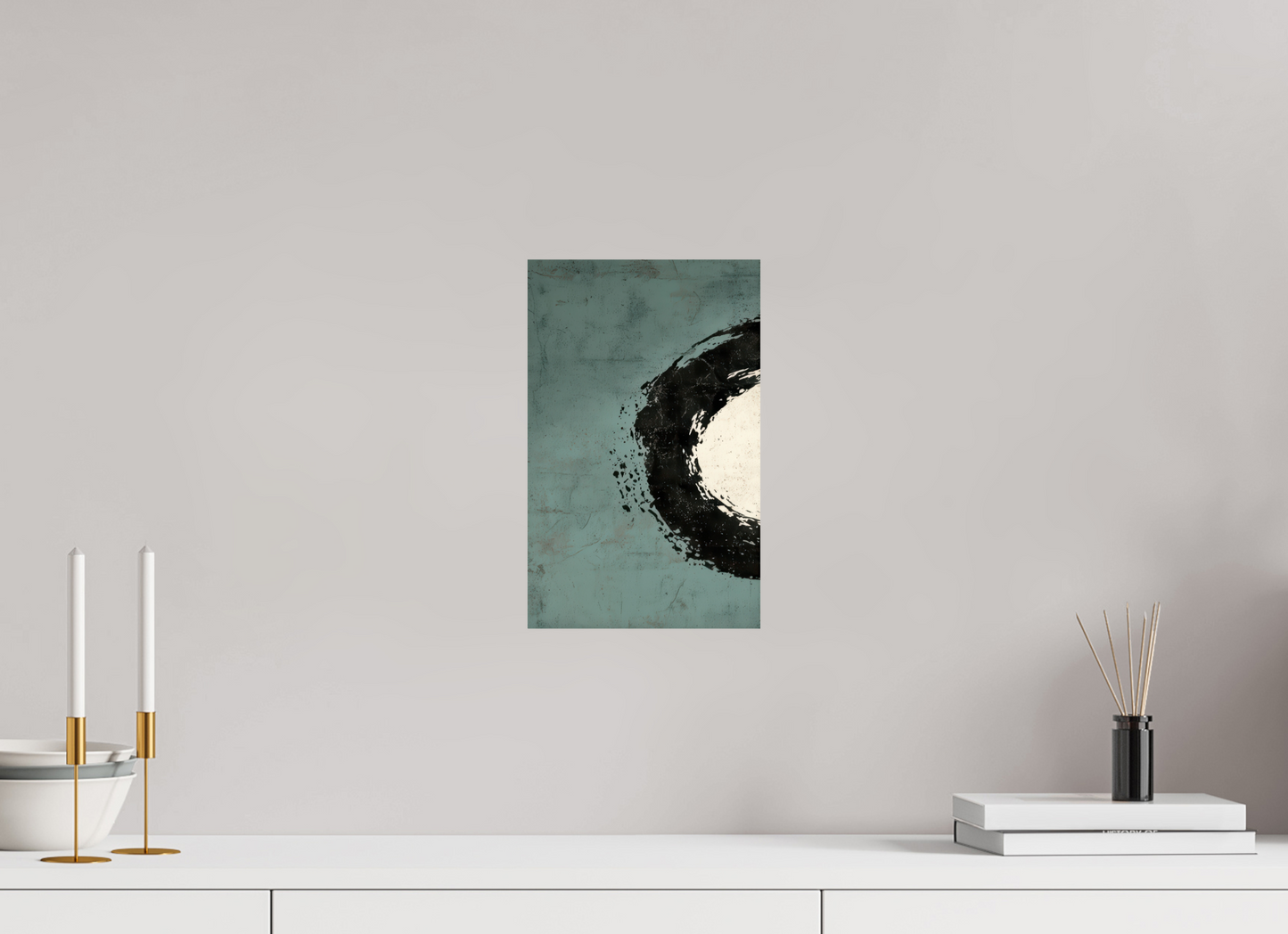8 x 12.7″, Fine Art Print On Aluminum Dibond Abstract Paint Brush Circle Left