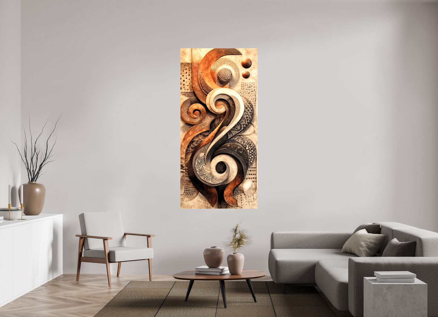 35 x 73.2″, Glossy Canvas Abstract Shapes 2